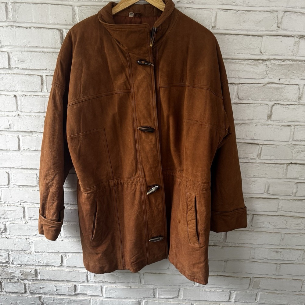MENS BRAETAN VINTAGE CARAMEL BROWN LEATHER JACKET SZ M‎